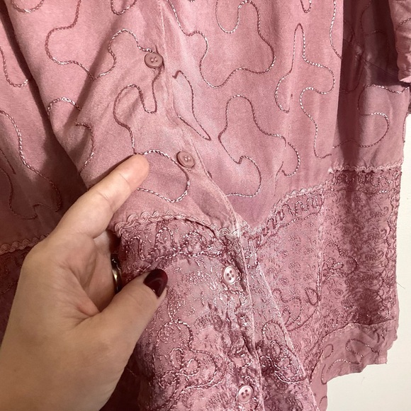 Y2K Vintage Embroidered Rayon Asymmetric Top 2X - Picture 5 of 15